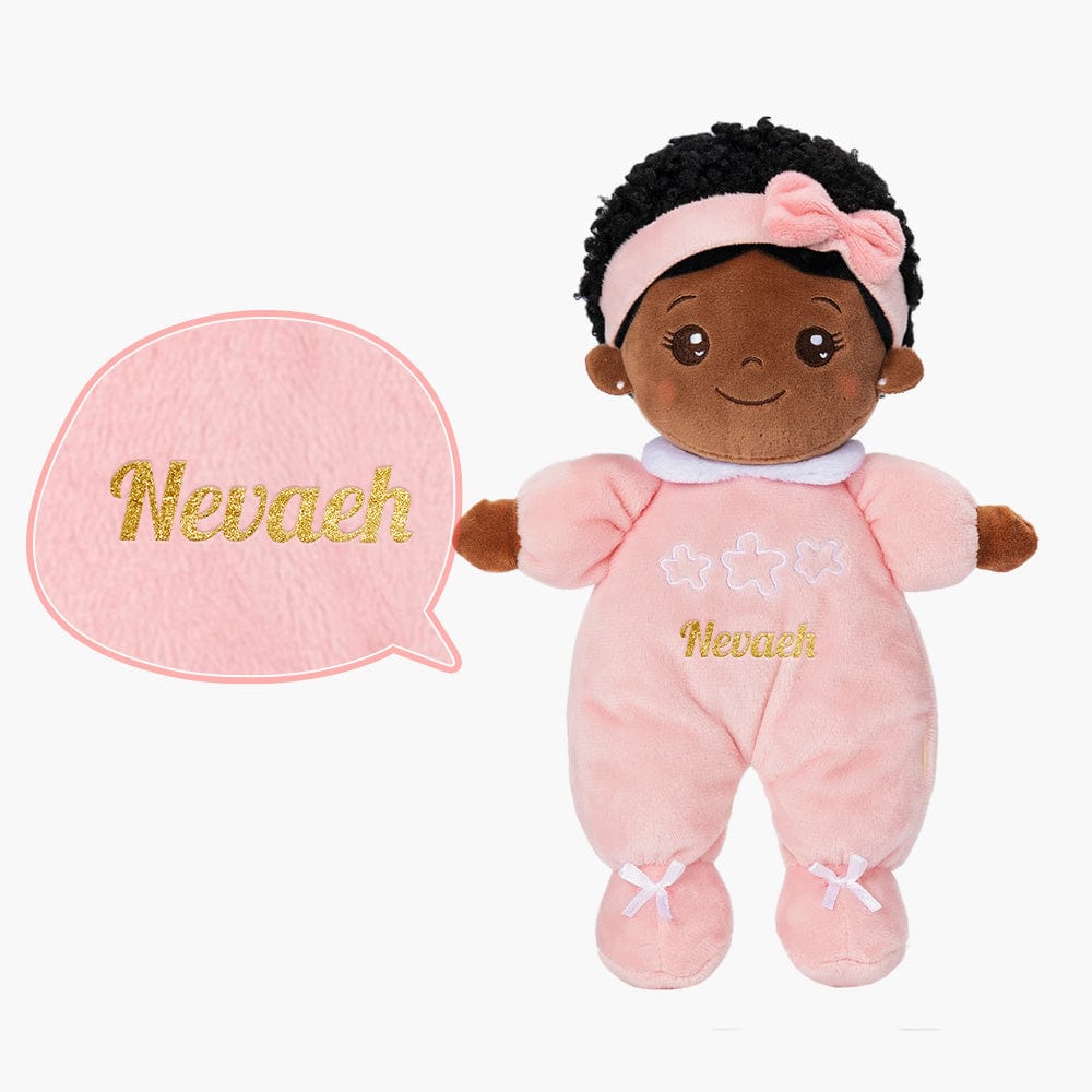 OUOZZZ Personalized  Pink Mini Deep Skin Tone Plush Baby Girl Doll & Gift Set Only Doll⭕️
