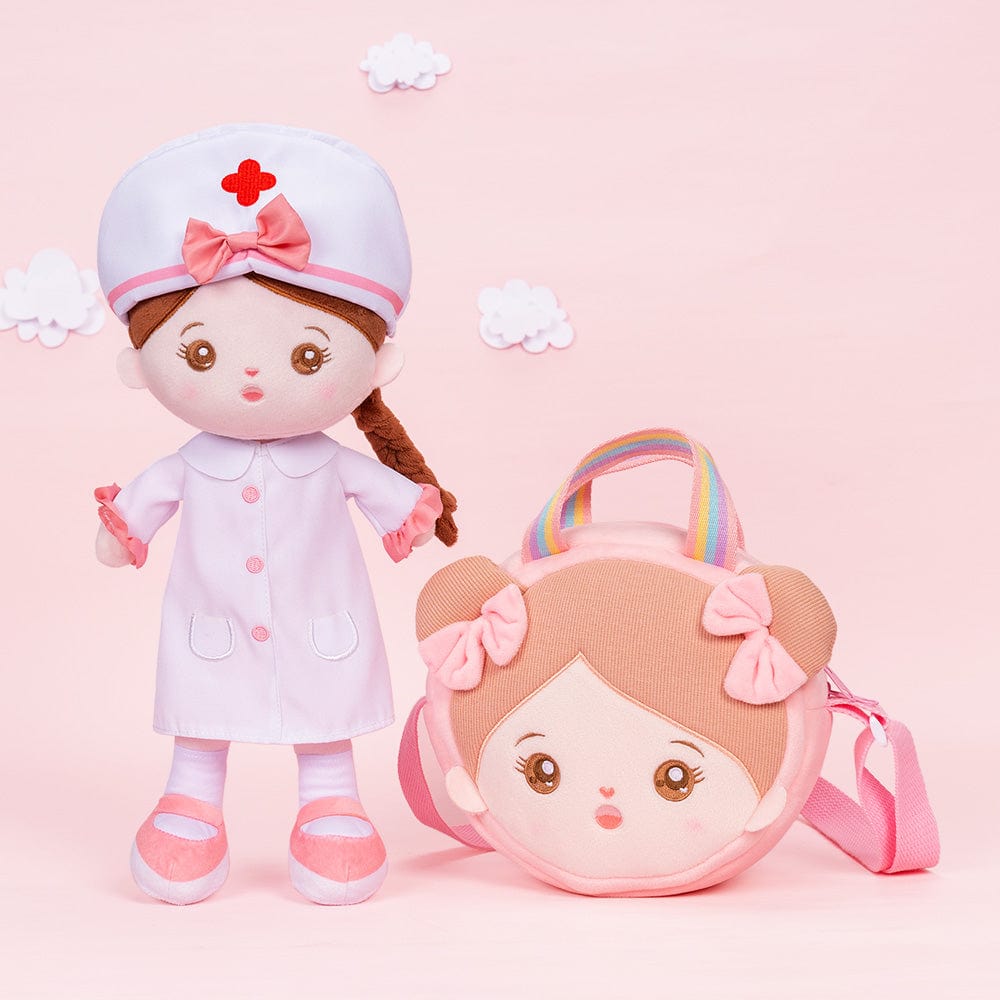 OUOZZZ Personalized Plush Doll + Shoulder Bag Combo Nurse / With Shoulder Bag