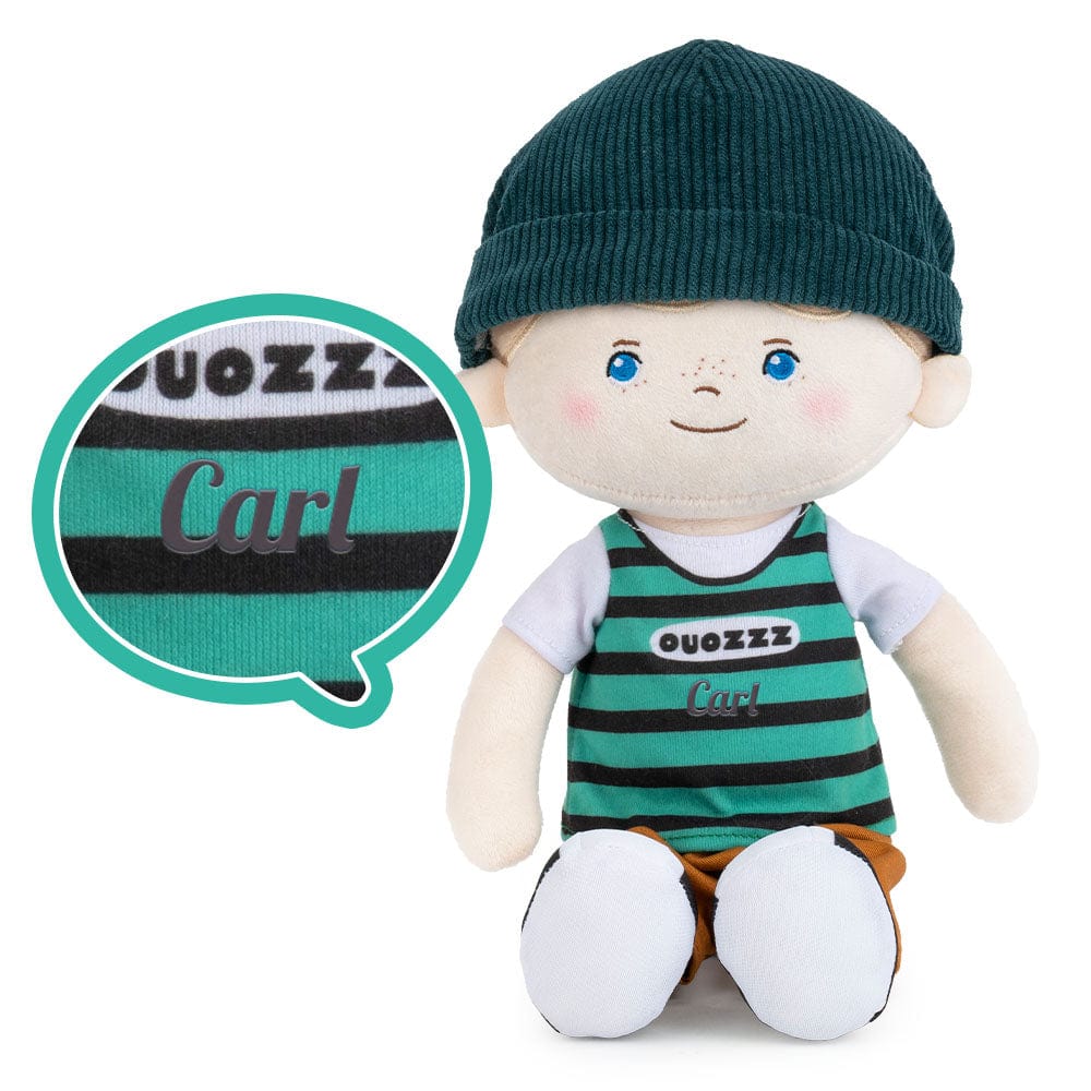 OUOZZZ Personalized Plush Baby Doll And Optional Backpack Carl - Blue Eyes / Only Doll