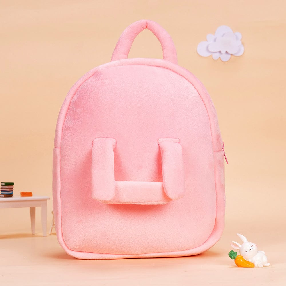 OUOZZZ Personalized Pink Plush Backpack with Doll Carrier