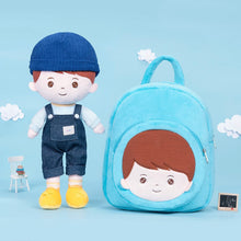 Afbeelding in Gallery-weergave laden, OUOZZZ Personalized Blue Plush Baby Boy Backpack