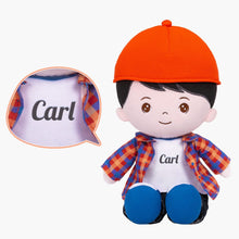Cargar imagen en el visor de la galería, OUOZZZ Personalized Plaid Jacket Plush Baby Boy Doll Plaid Jacket