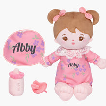 Load image into Gallery viewer, OUOZZZ Personalized Plush Doll Gift Set For Kids Pink Sitting Position Girl / 13 Inch