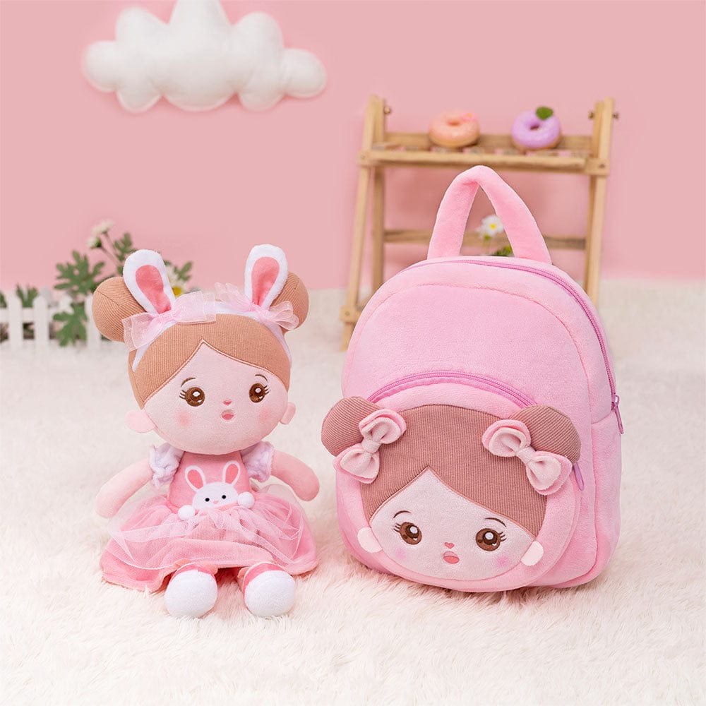 OUOZZZ Personalized Plush Baby Backpack And Optional Doll Abby - Bunny / With Backpack