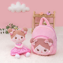 Cargar imagen en el visor de la galería, OUOZZZ Personalized Plush Rag Baby Girl Doll + Backpack Bundle -2 Skin Tones Abby - Pink / Light