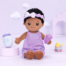 Ladda upp bild till gallerivisning, OUOZZZ Personalized Sitting Position Dress up Deep Skin Tone Plush Lite Baby Girl Doll