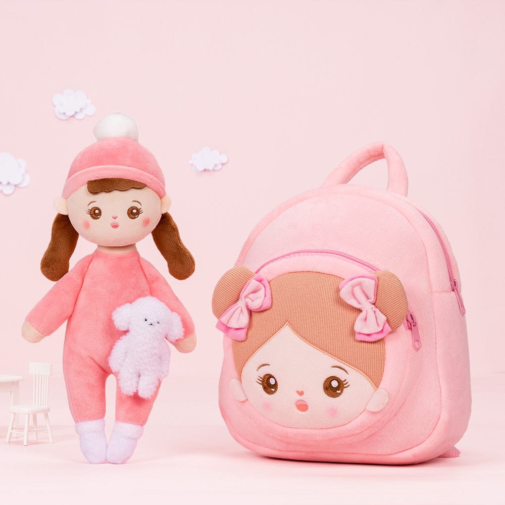 OUOZZZ Personalized Pink Lite Plush Rag Baby Doll With Backpack🎒
