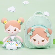 Cargar imagen en el visor de la galería, OUOZZZ Personalized Plush Rag Baby Girl Doll + Backpack Bundle -2 Skin Tones Abby - Summer / With Backpack