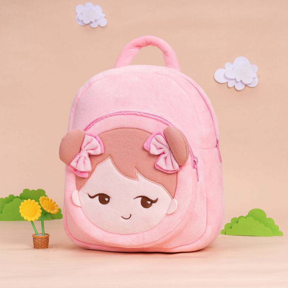 Mochila personalizada de felpa rosa para niña juguetona