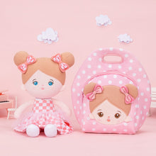 Laden Sie das Bild in den Galerie-Viewer, OUOZZZ Personalized Pink Blue Eyes Girl Plush Rag Baby Doll With Lunch Bag🍱