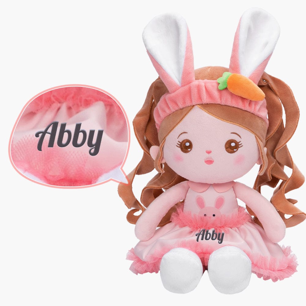 OUOZZZ Personalized Sweet Girl Plush Doll For Kids Abby Loog Ears Rabbit