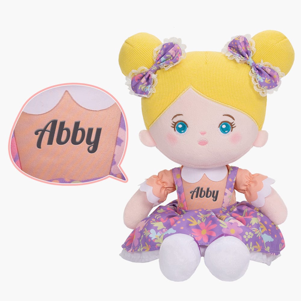 OUOZZZ Personalized Plush Doll + Shoulder Bag Combo Purple Floral Dress Doll / Only Doll