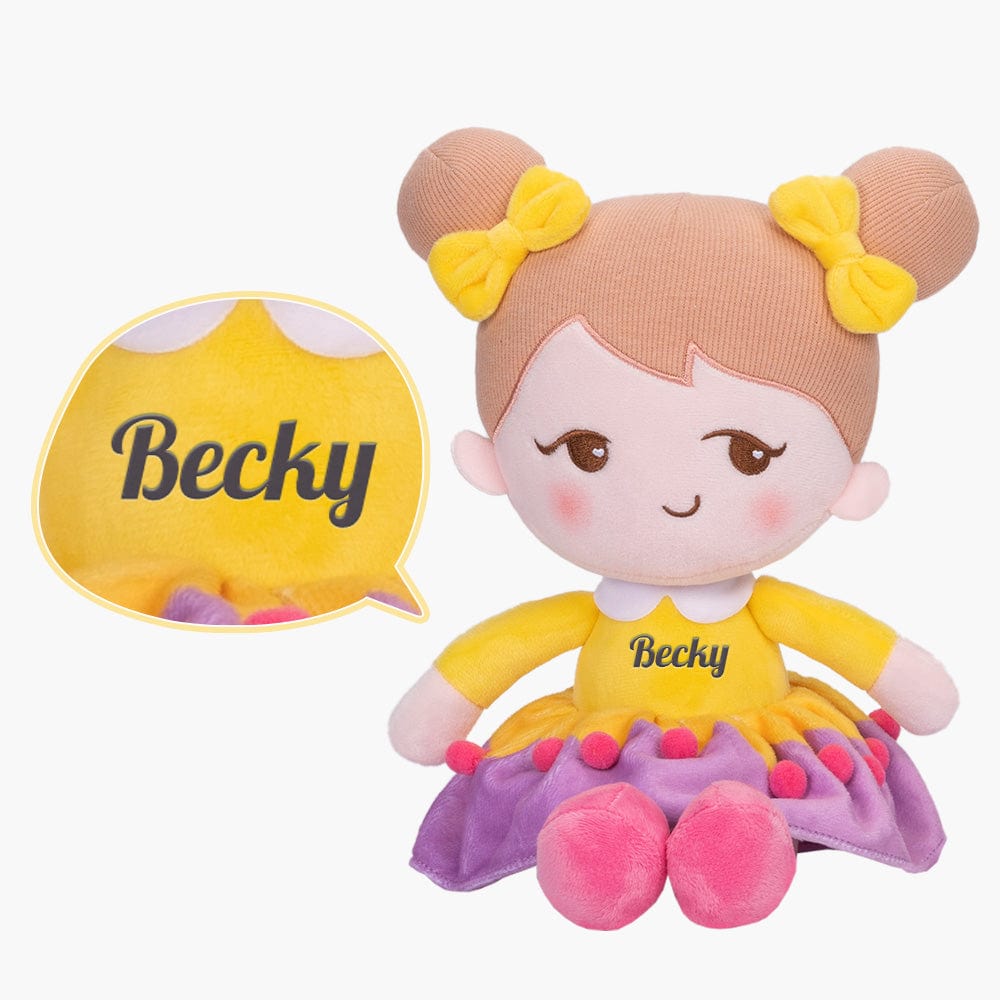 OUOZZZ Personalized Sweet Girl Plush Doll For Kids Becky Yellow