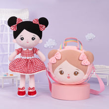 Load image into Gallery viewer, OUOZZZ Personalized Plush Doll + Shoulder Bag Combo Red Plaid Dress Doll / With Shoulder Bag