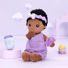Charger l&#39;image dans la galerie, OUOZZZ Personalized Sitting Position Dress up Deep Skin Tone Plush Lite Baby Girl Doll