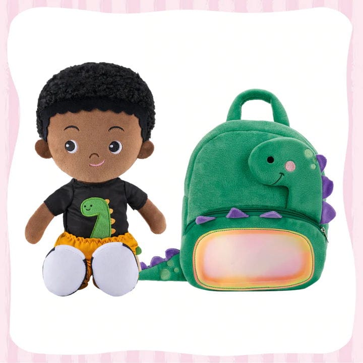 OUOZZZ Personalized Plush Baby Doll And Optional Backpack Aiden - Dinosaur / With Backpacj