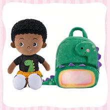 Carica l&#39;immagine nel visualizzatore di Gallery, OUOZZZ Personalized Plush Baby Doll And Optional Backpack Aiden - Dinosaur / With Backpacj