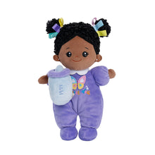 Charger l&#39;image dans la galerie, Personalized Purple Deep Skin Tone Mini Plush Baby Doll &amp; Gift Set