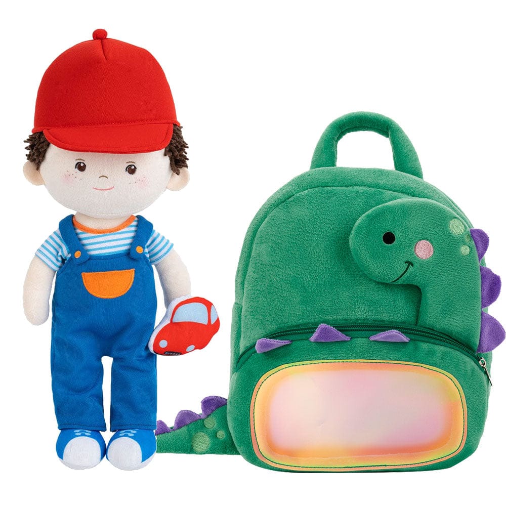 OUOZZZ Personalized Plush Baby Doll And Optional Backpack Carl - Curly Hair / With Backpack