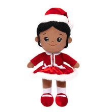 Load image into Gallery viewer, OUOZZZ Personalized Deep Skin Tone Red Christmas Plush Baby Girl Doll