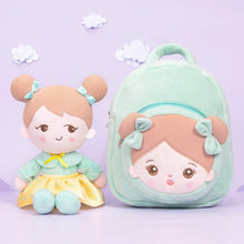 Load image into Gallery viewer, OUOZZZ Personalized Green Plush Baby Backpack With Green Becky