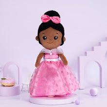 Laden Sie das Bild in den Galerie-Viewer, OUOZZZ Personalized Deep Skin Tone Plush Pink Princess Doll