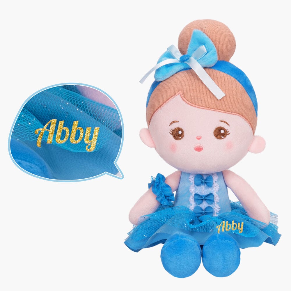 OUOZZZ Personalized Sweet Girl Plush Doll For Kids Abby Blue