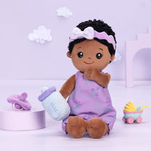 Cargar imagen en el visor de la galería, OUOZZZ Personalized Sitting Position Dress up Deep Skin Tone Plush Lite Baby Girl Doll
