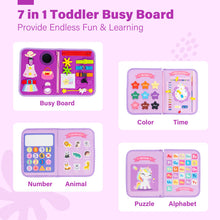 Load image into Gallery viewer, Personalized Unicorn Toddler Busy Board Plush Montessori Toy