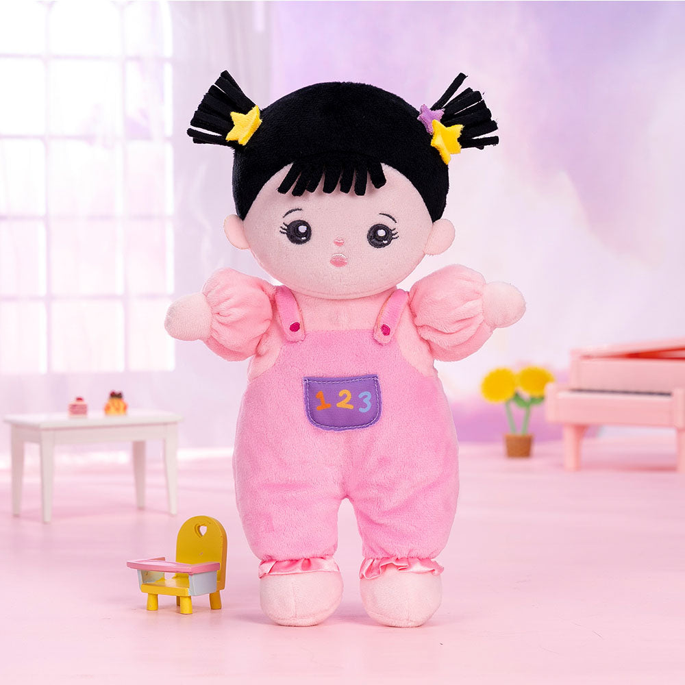 Personalized Black Hair Mini Plush Baby Girl Doll