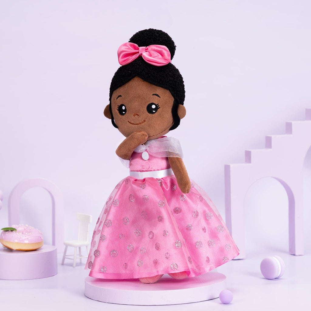 OUOZZZ Personalized Deep Skin Tone Plush Pink Princess Doll
