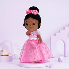 Laden Sie das Bild in den Galerie-Viewer, OUOZZZ Personalized Deep Skin Tone Plush Pink Princess Doll