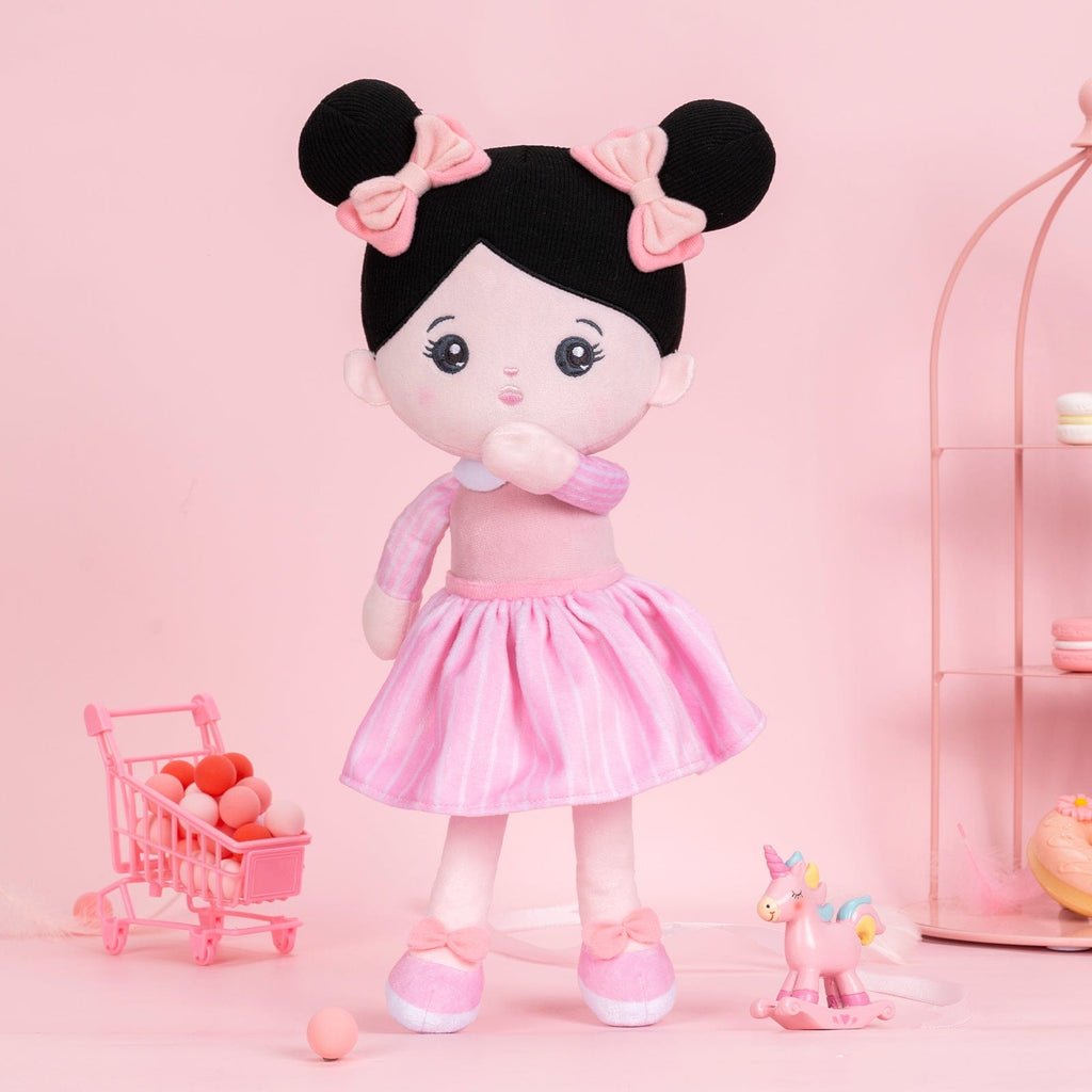 Personalized Pink Dress & Black Hair Doll