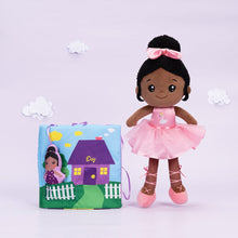 Afbeelding in Gallery-weergave laden, OUOZZZ Personalized Deep Skin Tone Plush Pink Ballet Doll Ballerina+Book
