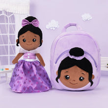 Afbeelding in Gallery-weergave laden, OUOZZZ Personalized Deep Skin Tone Plush Purple Princess Doll