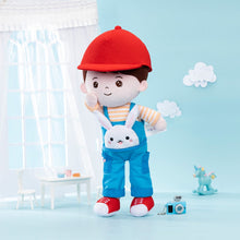 Load image into Gallery viewer, OUOZZZ Personalized Rabbit Overalls Plush Baby Boy Doll