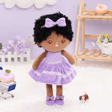 Cargar imagen en el visor de la galería, OUOZZZ Personalized Deep Skin Tone Plush Curly Hair Baby Girl Doll Only Doll⭕️