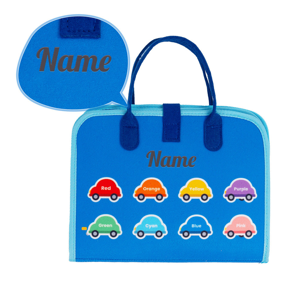 Personalized Car Toddler Busy Board Plush Montessori Toy