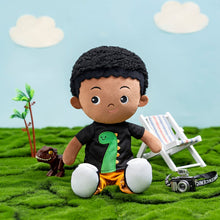 Load image into Gallery viewer, OUOZZZ Personalized Deep Skin Tone Plush Boy Doll