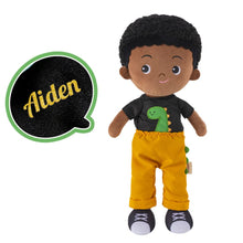 Charger l&#39;image dans la galerie, OUOZZZ Personalized Plush Rag Baby Girl Doll + Backpack Bundle -2 Skin Tones Aiden Dinosaur / Only Doll