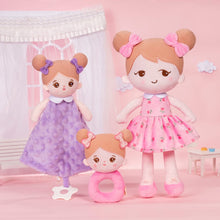 Ladda upp bild till gallerivisning, OUOZZZ Personalized Playful Pink Girl Doll With Rattle &amp; Towel