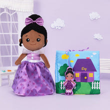 Ladda upp bild till gallerivisning, OUOZZZ Personalized Deep Skin Tone Plush Purple Princess Doll