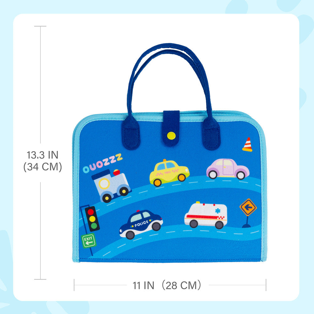 Personalized Car Toddler Busy Board Plush Montessori Toy