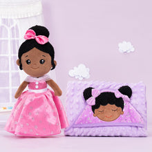 Load image into Gallery viewer, OUOZZZ Personalized Deep Skin Tone Plush Pink Princess Doll