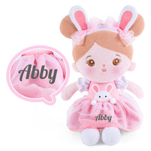 Carica l&#39;immagine nel visualizzatore di Gallery, OUOZZZ Personalized Plush Rag Baby Girl Doll + Backpack Bundle -2 Skin Tones Abby - Bunny / Only Doll