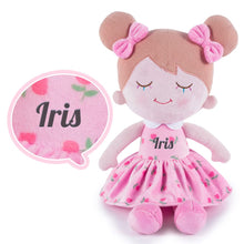 Carica l&#39;immagine nel visualizzatore di Gallery, OUOZZZ Personalized Plush Rag Baby Girl Doll + Backpack Bundle -2 Skin Tones Iris - Pink / Only Doll