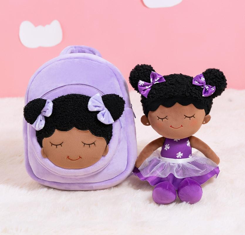 OUOZZZ Personalized Plush Doll and Optional Backpack Deep Skin Tone 01 / Gift Set With Backpack