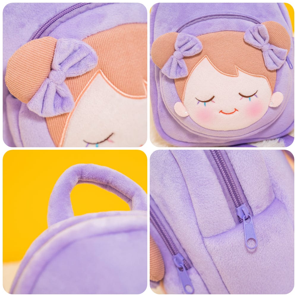 OUOZZZ Personalized Plush Doll Purple Rag Baby Doll Backpack for Newborn Baby & Toddler